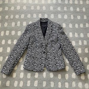Banana Republic Black and White Animal Print One Button Blazer Size 0